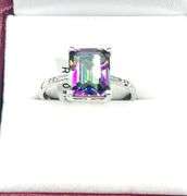 Sterling Silver Natural Mystic Quartz (5ct) with CZ (0.06ct) Ring