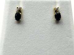 Gold Plated Sterling Silver Blue Sapphire (1.92ct) with CZ (0.08ct) Earrings