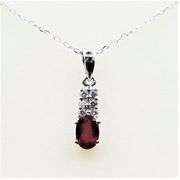 Sterling Silver Natural Enhanced Ruby (0.40ct) and CZ (0.15ct) with Sterling Silver Chain