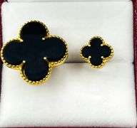 Sterling Silver Natural Malachite (4.50ct) Double Clover Motif Ring