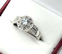 Sterling Silver Natural Blue Topaz (0.40ct) with CZ (0.20ct) Ring