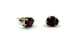 Sterling Silver Natural Garnet (4ct) Earrings
