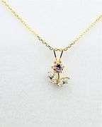10KT Yellow Gold Flower CZ Pendant with Gold Plated Sterling Silver Chain