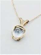 10KT Yellow Gold Natural Aquamarine (0.64ct) Heart Shape Pendant with Gold Plated Sterling Silver Ch