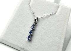 Sterling Silver Natural Tanzanite Pendant with Sterling Silver Chain