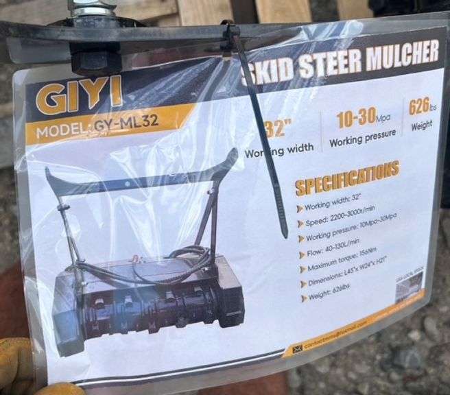 UNUSED 2025 GIYI 32" Mini Skid Steer Mulcher
