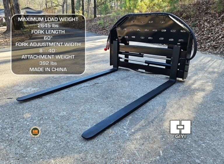 UNUSED 2025 GIYI Hydraulic Slide Forks 60" Skid Steer