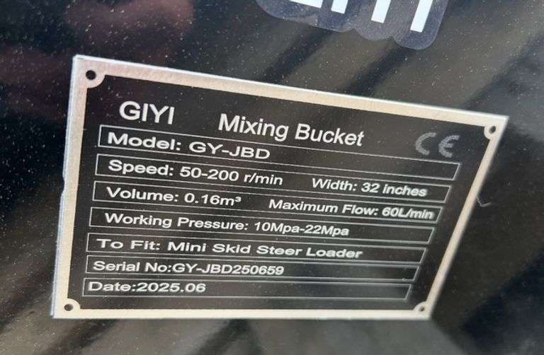 UNUSED 2025 GIYI 32" Cement Mixer for Mini Skid Steer
