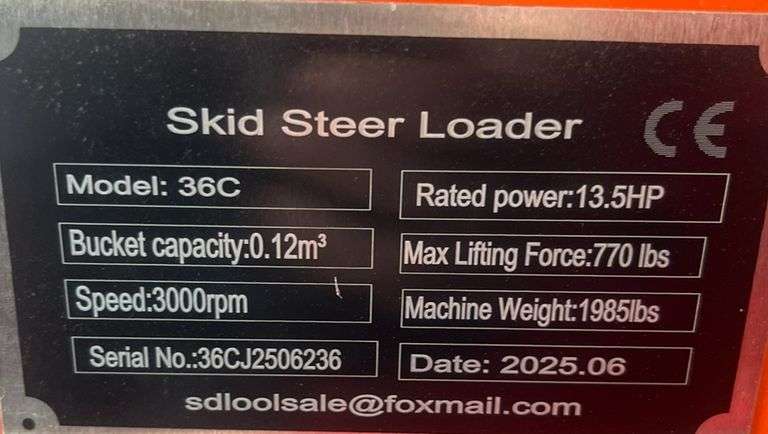 2025 MMS MS36C Mini Stand On Tracked Skid Steer (Unused)