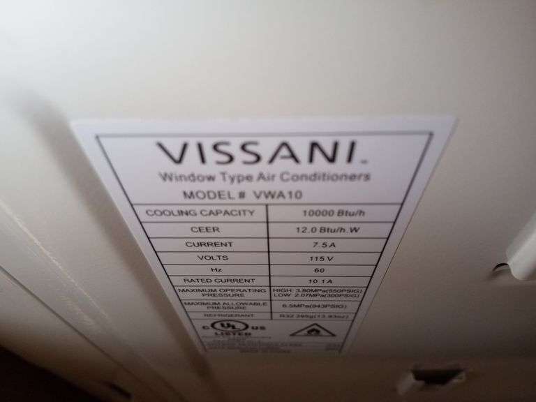 Vissani Window Air Conditioner Unit Sierra Auction Management Inc