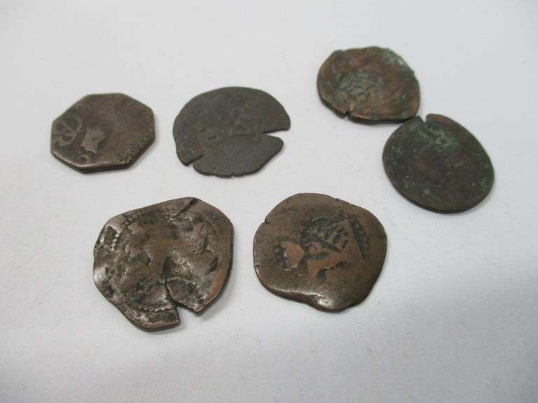 Lot of (6) 1600s Spanish Colonial 'Pirate Cob' Coins Sierra Auction