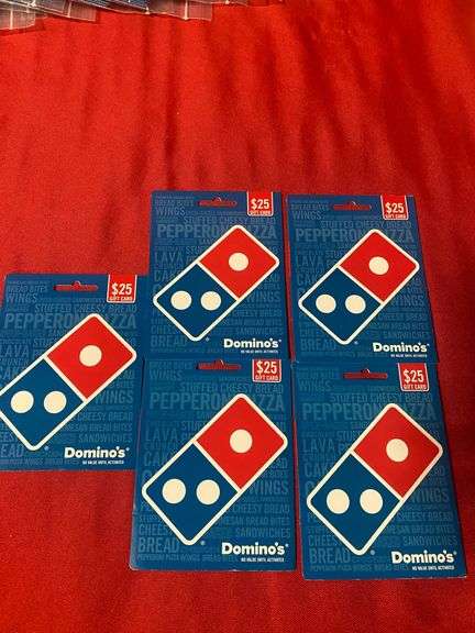 (5) Domino’s Pizza Gift Cards (Card Value Is $25.00 Each)