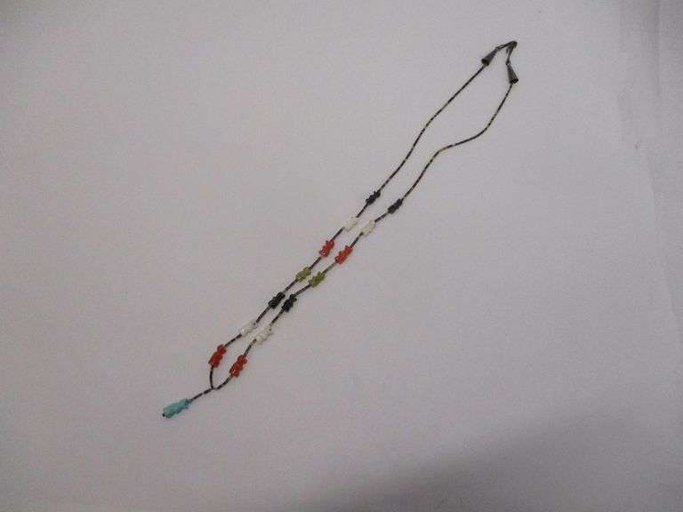 Heishi Multi Stone Fetish Necklace Sterling 24"