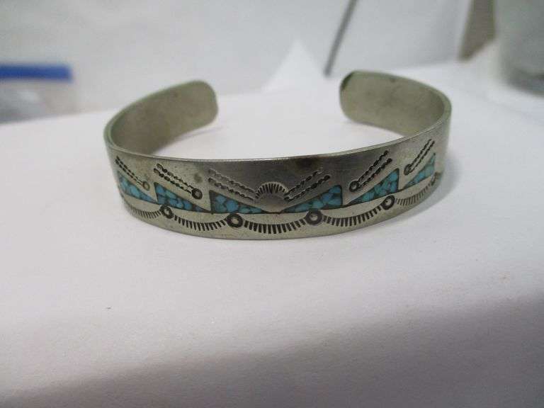 J. Nezzie Nickel Silver and Turquoise Bangle