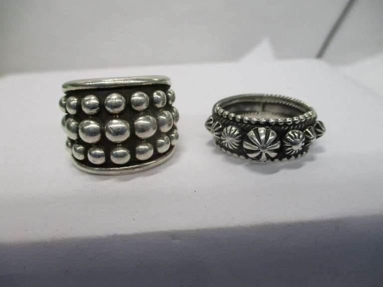 (2pc) Heavy Sterling Mens Rings 26 grams Size 10 and 11.5