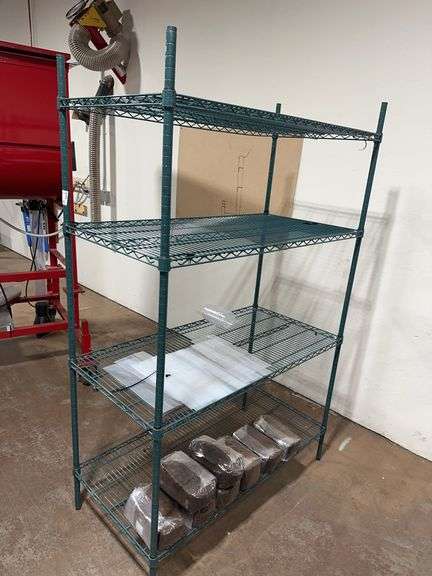 4-Tier Metal Metro Style Rack With Contents Product Boxes, & Bags Of Product