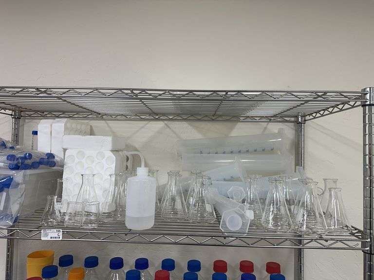Contents Of Shelf Glass Beakers, & Sample Vials ￼￼