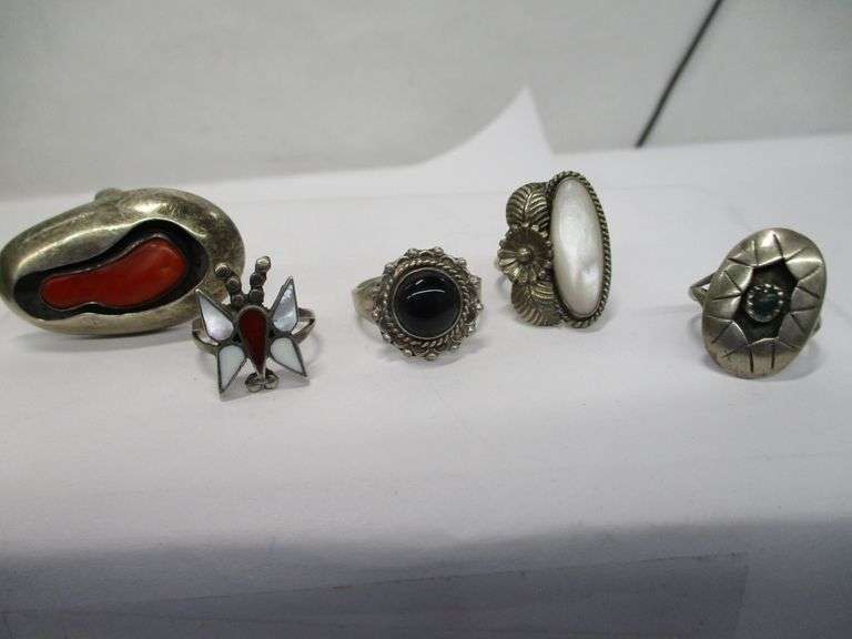 (5) Native American Sterling Rings