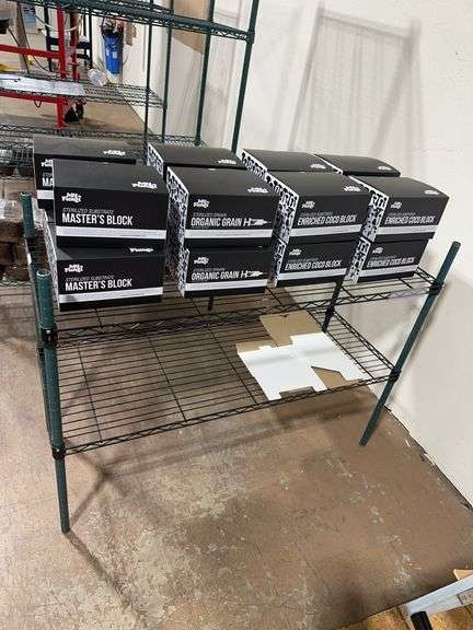 2-Tier Metal Metro Style Rack With Contents Product Boxes 48”x18”x37”