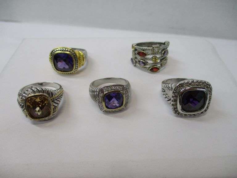 (5pc) Various Silver and Some Gold Colored Rings