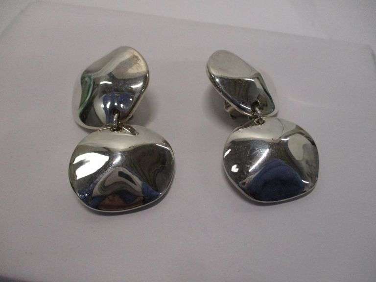 Large Sterling Designer Clip-On Earrings 20grams