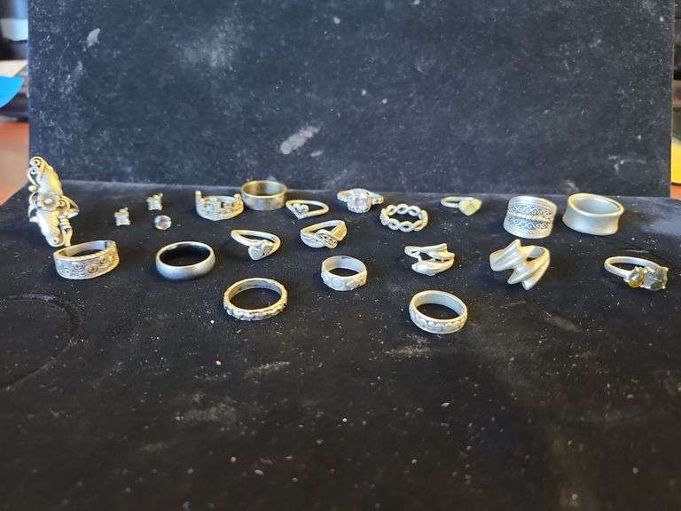 1 (Qty) Bag Of Assorted Rings , Some Stamped 925