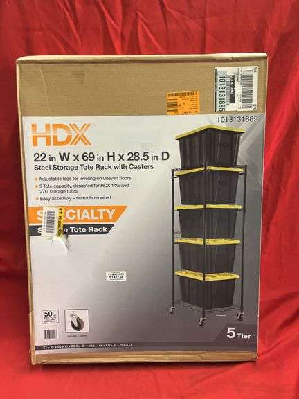 HDX Steel Wire Garage Storage Tote Rack with Casters for 27 Gal. Totes ...