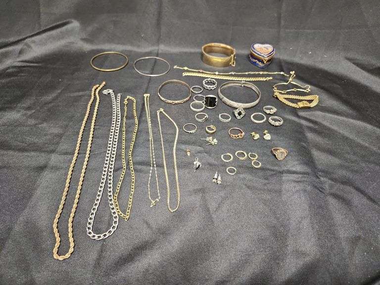 1 (Qty) Bag Of Assorted Costume Jewelry And Some Stamped 925