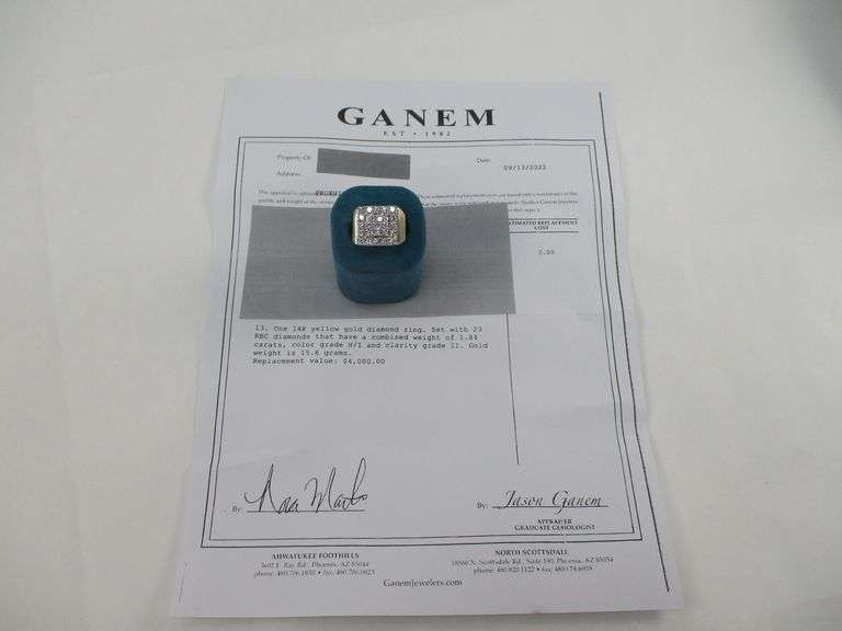 14k YG Diamond Ring w/23 Round Brilliant Cut  Diamonds w/Appraisal