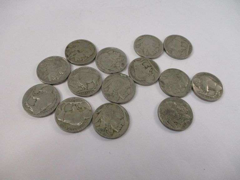 Lot of 15 Buffalo Nickels from the 1920s and 1930s