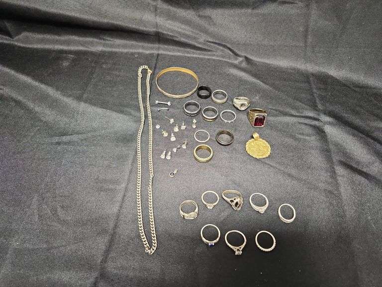1 (Qty) Bag Of Assorted Costume Jewelry , Some Stamped 925