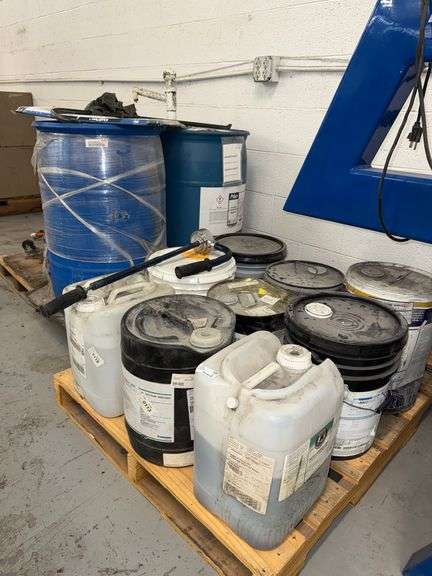 Group of Misc Chemicals and Furniture Dolly Including- Press Control EWM Fountain Solution/Replaceme
