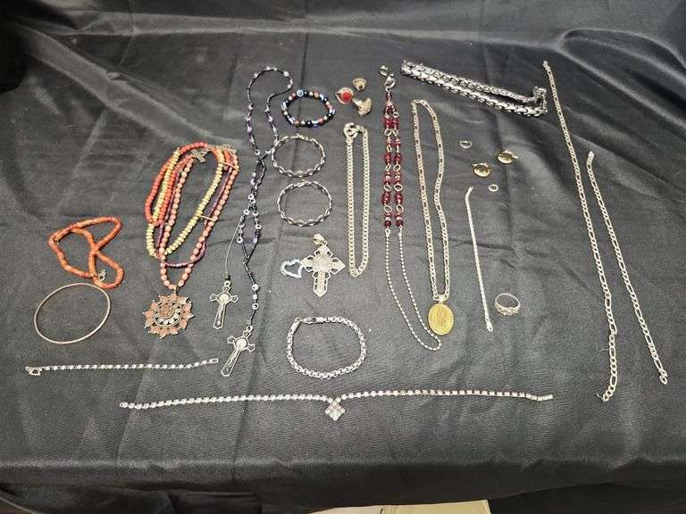 1 (Qty) Bag Of Assorted Costume Jewelry,  Some Stamped 925