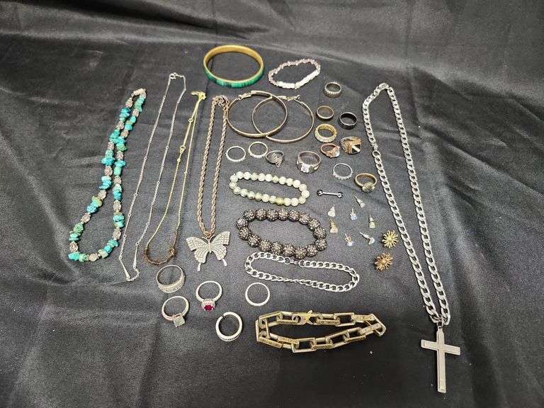 1 (Qty) Bag Of Assorted Costume Jewelry,  Some Stamped 925
