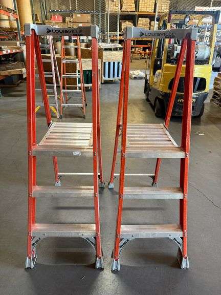 (2) 3 ft. Fiberglass Pinnacle Platform Ladder with 300 lbs. Load Capacity