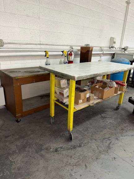 (3) Misc Wood Rolling Work Tables