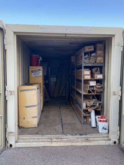 (1 Qty) Connex with Miscellaneous Light Bar Bulb, (2 Qty) Shop Cabinets, and Various Ballast Transfo