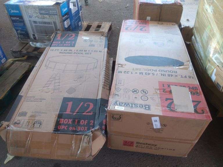 (P) Round Pool Set 18ft x 48 in (Box 1 contents- 1 Pool, 1 Pool ladder, 1 maintenance kit)( Box 2- 1