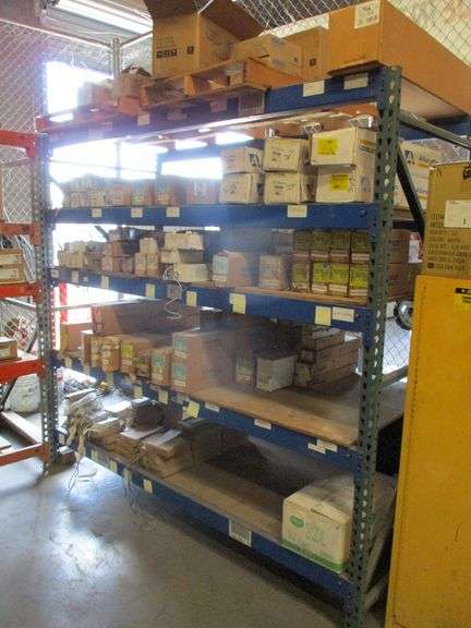 1-Section of Pallet Racking With Assorted Electrical Supplies Including ...