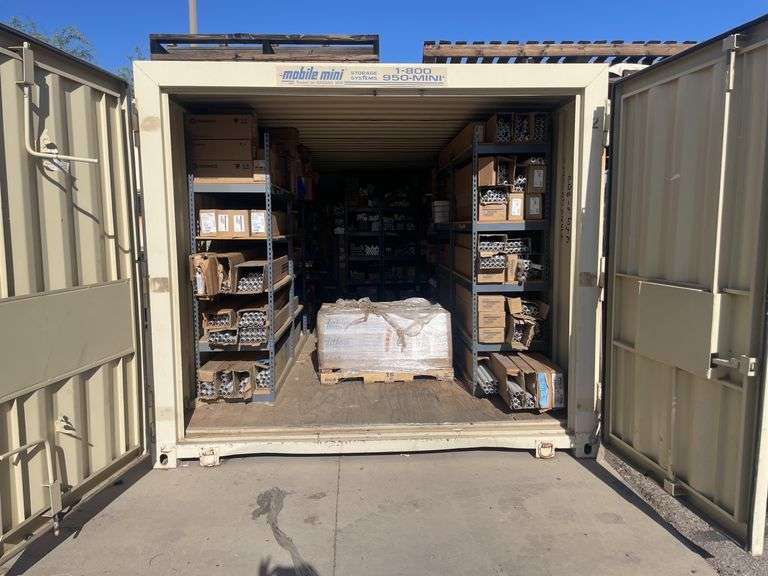 (1 Qty) Contents of Connex: Miscellaneous Industrial Light Bulbs, Shelving Included