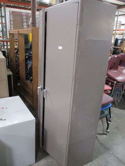 (2) Metal Storage Cabinet and Wooden Double Sided Bookcase