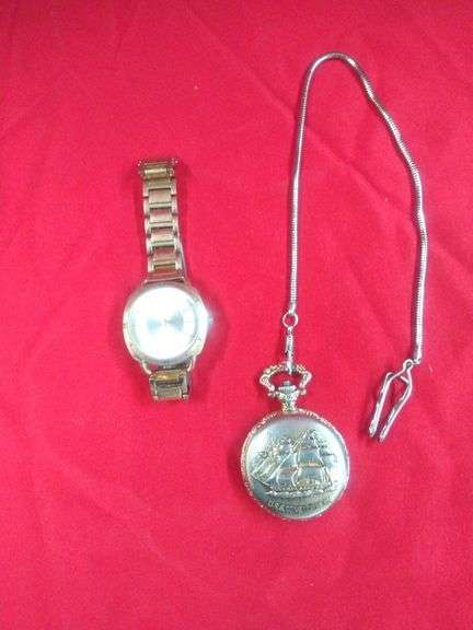 Goldtone Stopwatch And Watch