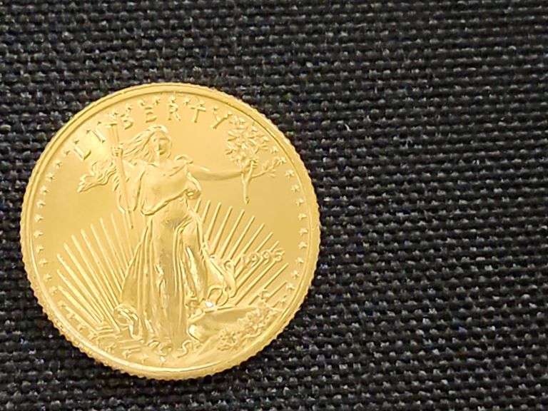 1 (Qty) 1995 American Gold Eagle 5 Dollar Coin 1/10 Oz Fine Gold