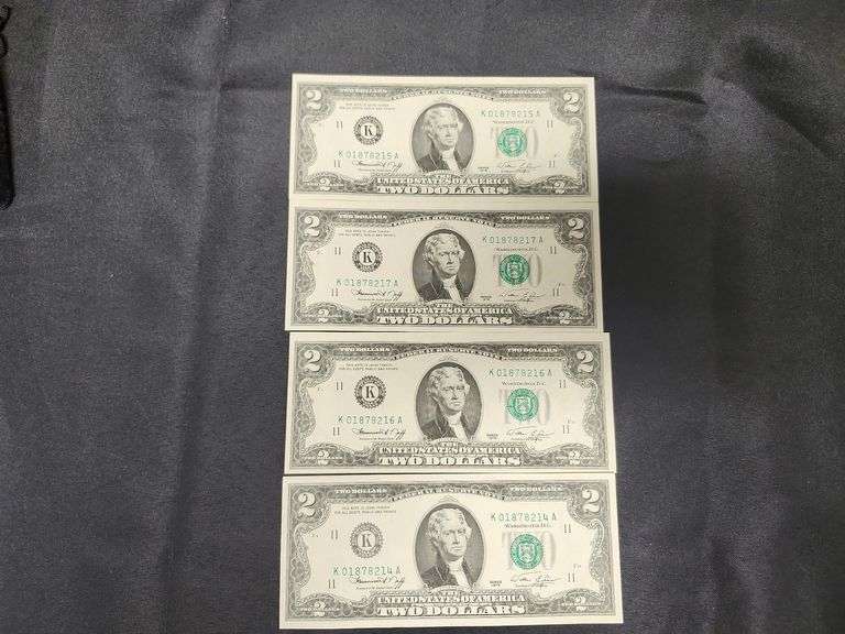 4 (Qty) 1976 Dated $2.00 Bills