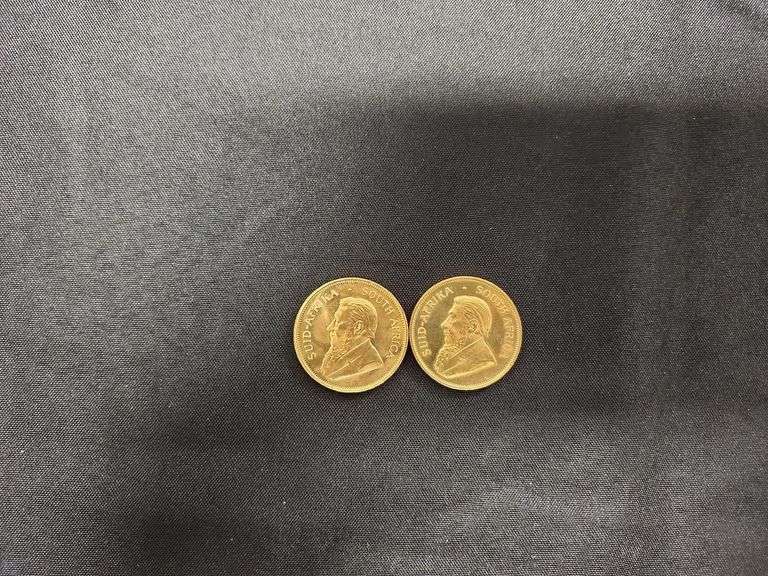 2 (Qty) South African Gold Krugerrand Coins Years 1978 And 1983