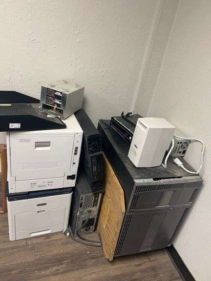 Assorted Electronics Printers, Power Amplifter, Micro Processor, Backup Battery & More