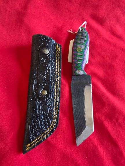 4" Hand Made Forged Steel Fixed Blade Cleaver-Style Knife with Leather Sheath