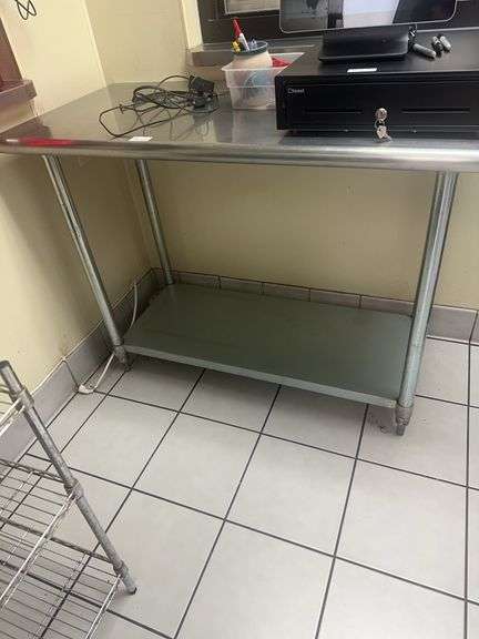 Stainless Steel Table With Bottom Shelf 48” x 24” x 36” (Contents Not Included)