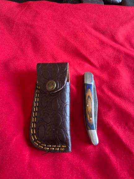 3" Hand Made Forged Damascus Steel Pocket Knife with Leather Belt Pocket Sheath