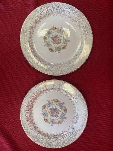 (2 Qty) Vintage Plates 22k Gold Floral Rim